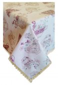 Скатерть Прованс Cups с кружевом 140х220 см (.003749) На фото Скатерть Прованс Cups с кружевом 140х220 см (.003749)