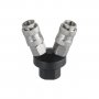 Разветвитель воздуха 1/4" на 2 выхода, V-образный, с быстросъемом 10bar Intertool (PT-1852) На фото Разветвитель воздуха 1/4" на 2 выхода, V-образный, с быстросъемом 10bar Intertool (PT-1852)