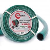 На фото Шланг Intertool для полива 3-х слойный 1/2", 100м, армированный PVC (GE-4027)