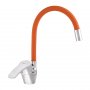 Смеситель для кухни ZERIX YUB 279 с оранжевым гибким изливом (ZX0443) На фото Смеситель для кухни ZERIX YUB 279 с оранжевым гибким изливом (ZX0443)