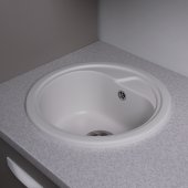 На фото Кухонная мойка Fancy Marble (Буль-Буль) NEVADA 450х450х210 белая(104040001)