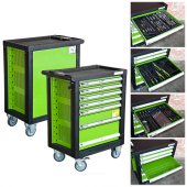 На фото Тележка инструментальная Alloid 7 полок + набор инструментов 156шт (ТИ- 7-156П)