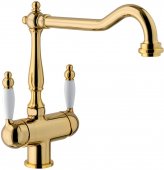 Смеситель для кухни Franke OLD ENGLAND CLEAR WATER золото (115.0370.685) На фото Смеситель для кухни Franke OLD ENGLAND CLEAR WATER золото (115.0370.685)