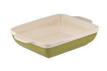 На фото Форма для запекания Granchio Natura Oliva Green Ceramica collection прямоугольная 33 х 23 см (88511)