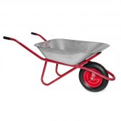 На фото Тачка садово-строительная Intertool 65л, 150кг, 1 колесо 14" 3.50-8 (WB-0615)