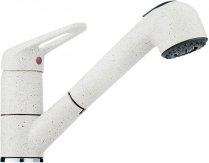 Смеситель для кухни Franke NOVARA-PLUS с выносным шлангом фрагранит белый (115.0470.669) На фото Смеситель для кухни Franke NOVARA-PLUS с выносным шлангом фрагранит белый (115.0470.669)