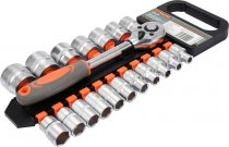 На фото Набор головок торцевых Sthor 1/2", М8-32 мм с трещоткой 19 шт (58634)