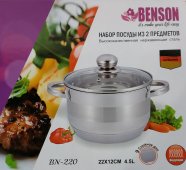 На фото Кастрюля Benson 22х12 см 4.5 л (BN-220)