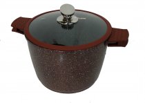 На фото Алюминиевая кастрюля с мраморным покрытием Zurrichberg 24х17.5 см (ZBP-7104 Burgundy)