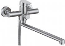 Смеситель для ванны Aquatica HT 35 гусак прямой 325мм дивертор встроенный картриджный SS (HT-2C271P) На фото Смеситель для ванны Aquatica HT 35 гусак прямой 325мм дивертор встроенный картриджный SS (HT-2C271P)