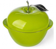 На фото Кастрюля Lodge Cast Iron в форме яблока чугунная GREEN (E3AP50)