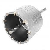 На фото Коронка Intertool по бетону 75мм и переходник SDS Plus 100мм (SD-7075)