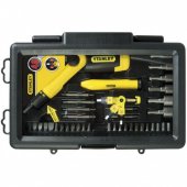 На фото Отвертка реверсивная Stanley Pistol Grip Ratchet трещотка, насадки, 38 шт (0-63-038)