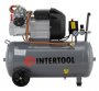 На фото Компрессор Intertool 50л, 4HP, 3кВт, 220В, 8атм, 420л/мин, 2 цилиндровый (PT-0007)