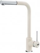 На фото Кухонный смеситель Franke SIRIUS фрагранит хром/ваниль (115.0476.830)