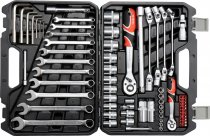 На фото Набор головок торцевых Yato 1/2", 1/4" с инструментами 77 шт (YT-38781)