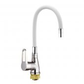 Смеситель для кухни ZERIX SOP7 146 с белым гибким изливом (ZX2660) На фото Смеситель для кухни ZERIX SOP7 146 с белым гибким изливом (ZX2660)