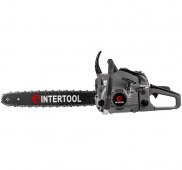 На фото Мотопила цепная Intertool 2.4 кВт, 52 см3, шина 45 см/18", шаг 0,325", 3200/11000 об/мин (DT-2208)