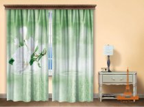 На фото Штора Love you Элегия Полиэстер 150х270 см 2шт Зеленое
