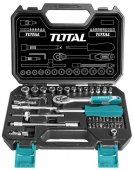 На фото Набор TOTAL ключей, головок торцевых 1/4" 45 шт (THT141451)