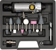 На фото Пневмошлифмашина прямая Vorel 1/4" в наборе 10 шт патрон 3 и 6 мм (81109)