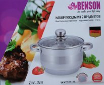 На фото Кастрюля Benson 14х7 см 1 л (BN-216)