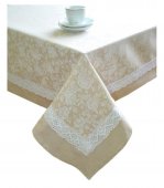 На фото Скатерть Прованс White Rose с кантом и кружевом 140х140 см (.003792)