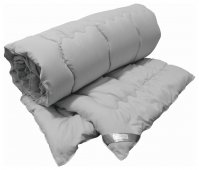 На фото Одеяло Руно GREY Силикон 140x205 см Серое с серебряным кантом (321.52GREY)