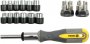 На фото Отвертка Vorel с трещоткой, торцевыми головками и насадками, набор 29 шт (60975)