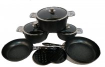 Набор посуды с мраморным покрытием Zurrichberg 10 предметов (ZBP-7130 Black) На фото Набор посуды с мраморным покрытием Zurrichberg 10 предметов (ZBP-7130 Black)