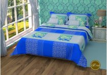 На фото Постельное белье Leleka-Textile Полиэстер 175х210 Синие Двуспальное