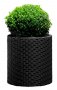 На фото Кашпо для цветов Keter Cylinder Planter Large серое (7290103669430)