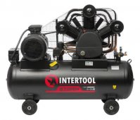 На фото Компрессор Intertool 300л, 20HP, 15кВт, 380В, 8атм, 2000л/мин. 3 цилиндра (PT-0052)