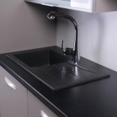 На фото Кухонная мойка Fancy Marble (Буль-Буль) TENNESSEE 770x430x230 светло-черная (106080004)