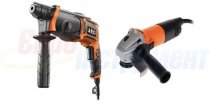 На фото Перфоратор KH24IE + угловая шлифмашинка WS8-115S AEG в футляре (JP240B2C)