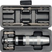 На фото Отвертка реверсивная ударная Yato квадрат 1/2", 7 насадок 5/16" СRV (YT-2802)