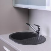 На фото Кухонная мойка Fancy Marble (Буль-Буль) YUTA 620х470х190 светло-черная (102060004)