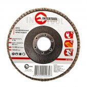 Диск шлифовальный лепестковый Intertool 125*22мм, зерно K36 (BT-0203) На фото Диск шлифовальный лепестковый Intertool 125*22мм, зерно K36 (BT-0203)