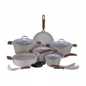 На фото Набор посуды Berlinger Haus Beige Stone Touch Line 15 предметов (BH-1174)