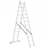 На фото Лестница алюминиевая Intertool 2-х секционная 2*12ступ. 5.93м (LT-0212)