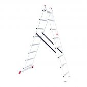 На фото Лестница алюминиевая Intertool 2-х секционная 2*8ступ. 3.69м (LT-0208)