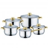 На фото Набор посуды Maestro Jambo gold зол.ст. из 10 предметов (MR-2006)