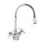 Смеситель для кухни ZERIX Z5860-7 (белые ручки) (ZX0349) На фото Смеситель для кухни ZERIX Z5860-7 (белые ручки) (ZX0349)
