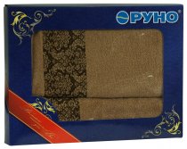 На фото Комплект махровых полотенец Руно 50x90 и 70x140 см Бежевые (433.09ТЖУ_бежевий)
