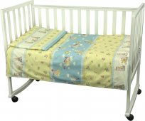 На фото Комплект постельного белья Руно Журавлик 60х120 см 3шт Детский Желтый (932Журавлик )