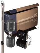 На фото Насос для скважины Grundfos SQE3-105+80м комплект (96524508)