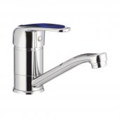 На фото Смеситель для раковины CRON MAGIC 004 (излив 15 см) (синяя ручка) (CR0150)