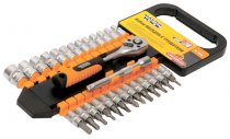 На фото Набор насадок торцевых Mastertool 1/4” с трещоткой 72 зуба, 28 шт CrV (78-1428)