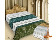 На фото Покрывало двухстороннее Love you Barokko 15-021 200х220 см Зеленое