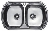 На фото Мойка для кухни Haiba 80x49 Double Decor декорированная (HB0572)